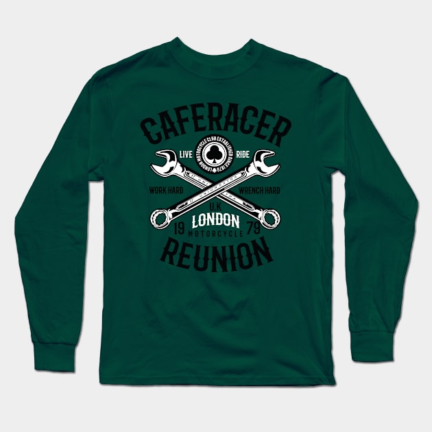 Caferacer Reunion Long Sleeve T-Shirt by HealthPedia